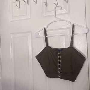 Forever 21 army free crop top corset clip ons in the front